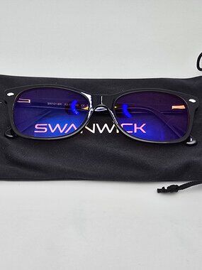 Swanwick SW101BR Night Swannies Black Frame Brown Lens Blue Light Glasses w Case
